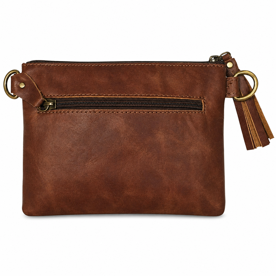 The Summer | Western Tooled Leather Cowhide Wristlet Crossbody Bag
