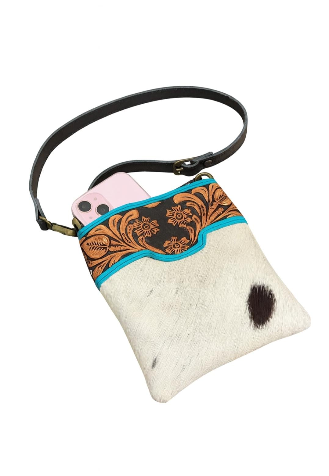 The Bloomer | Tooled Leather Cowhide Floral Crossbody