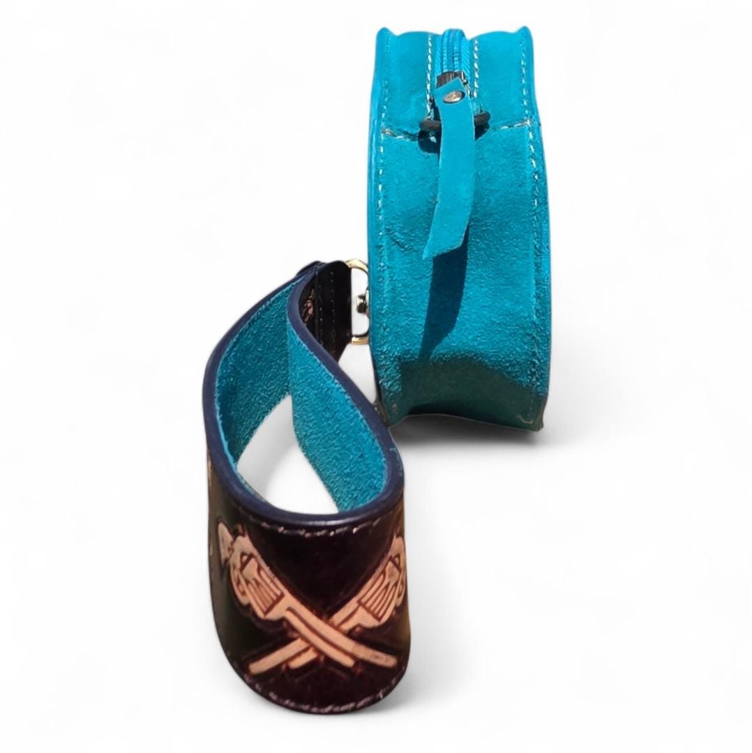 The Mini Ranchlet | Western Tooled Suede Wristlet Crossbody Bag