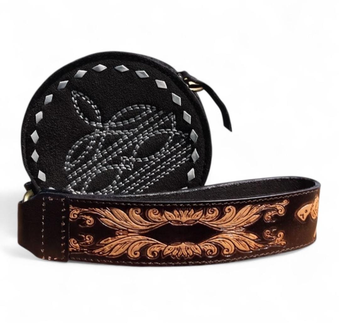 The Mini Ranchlet | Western Tooled Suede Wristlet Crossbody Bag