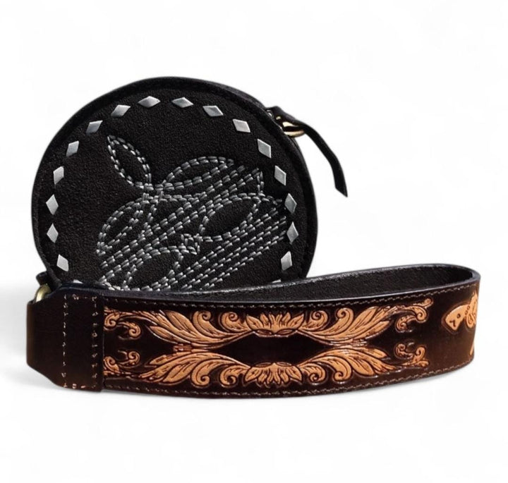 The Mini Ranchlet | Western Tooled Suede Wristlet Crossbody Bag