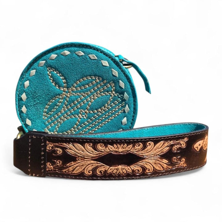 The Mini Ranchlet | Western Tooled Suede Wristlet Crossbody Bag