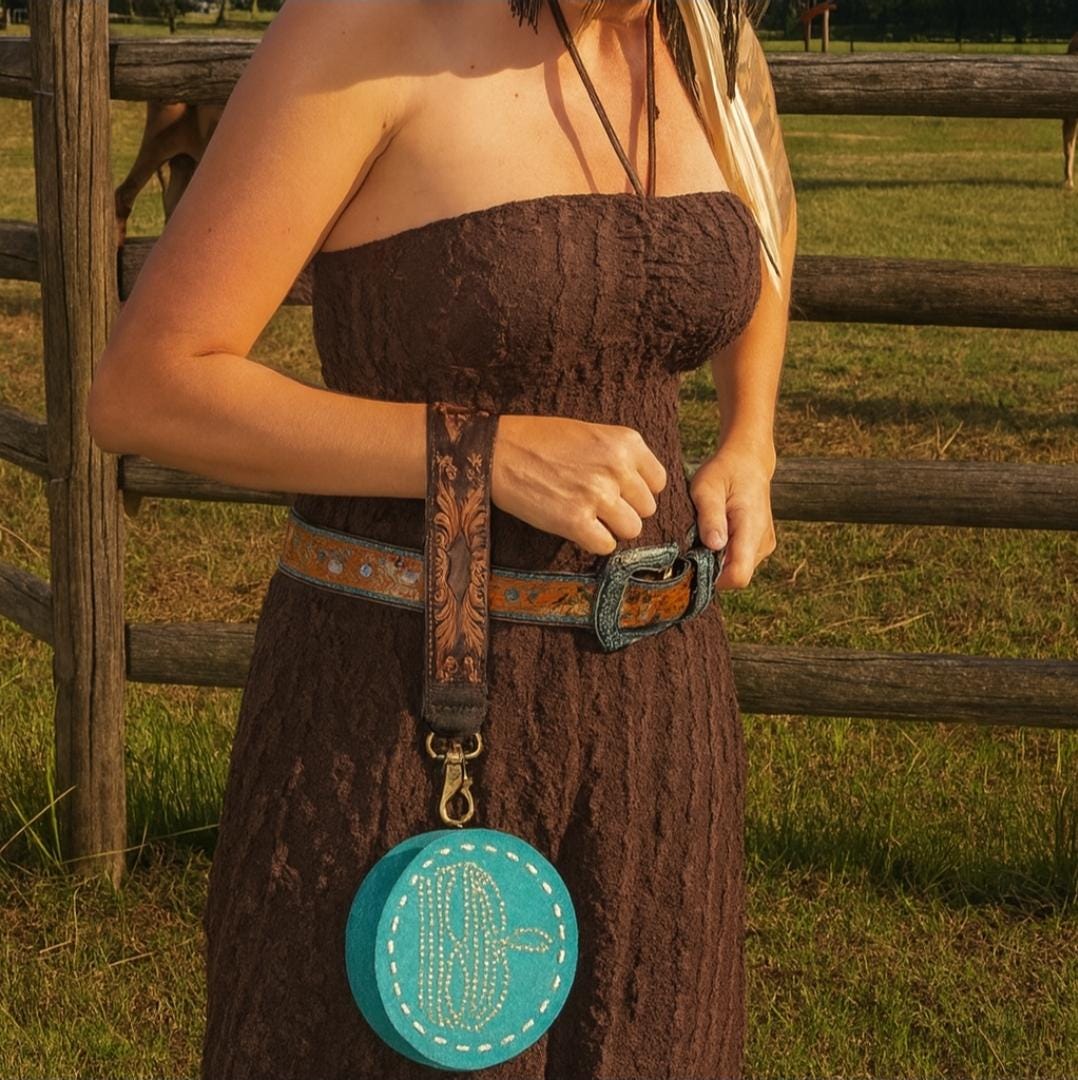The Mini Ranchlet | Western Tooled Suede Wristlet Crossbody Bag
