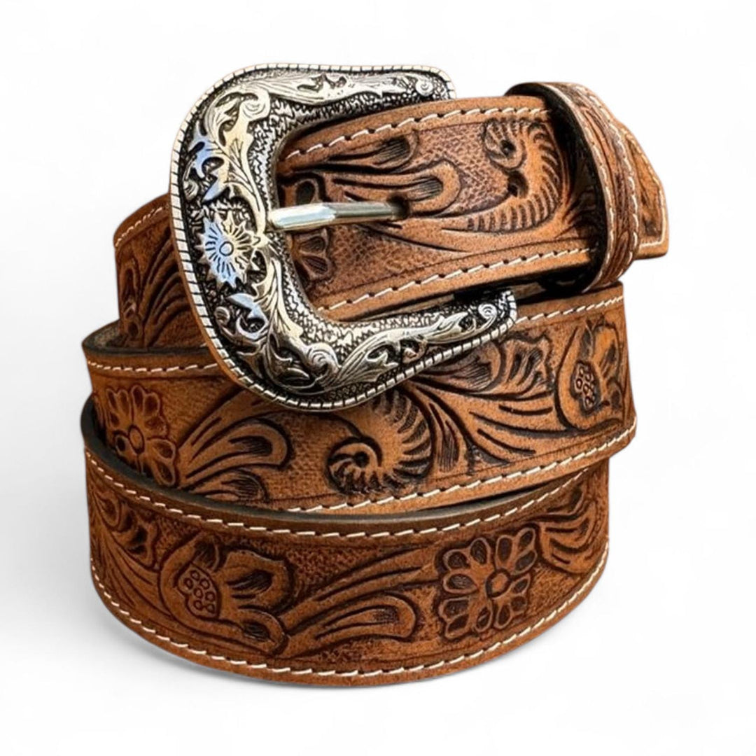 The Heritage Trail | Classic Western Tooled Leather Belt