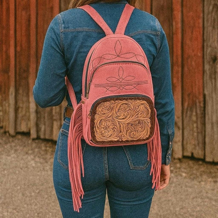 The Rio | Pink Western Convertible Backpack Fringe Bag
