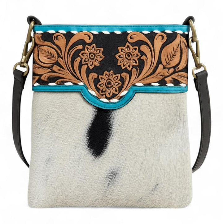The Bloomer | Tooled Leather Cowhide Floral Crossbody