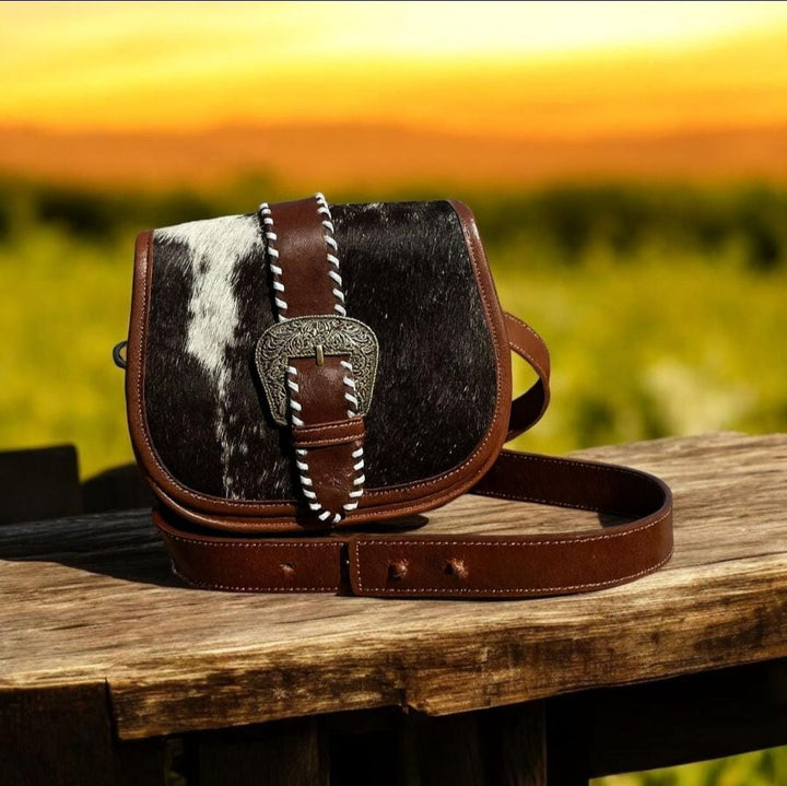 The Saddled Buckle | Western Tooled Leather Cowhide Buckle Crossbody