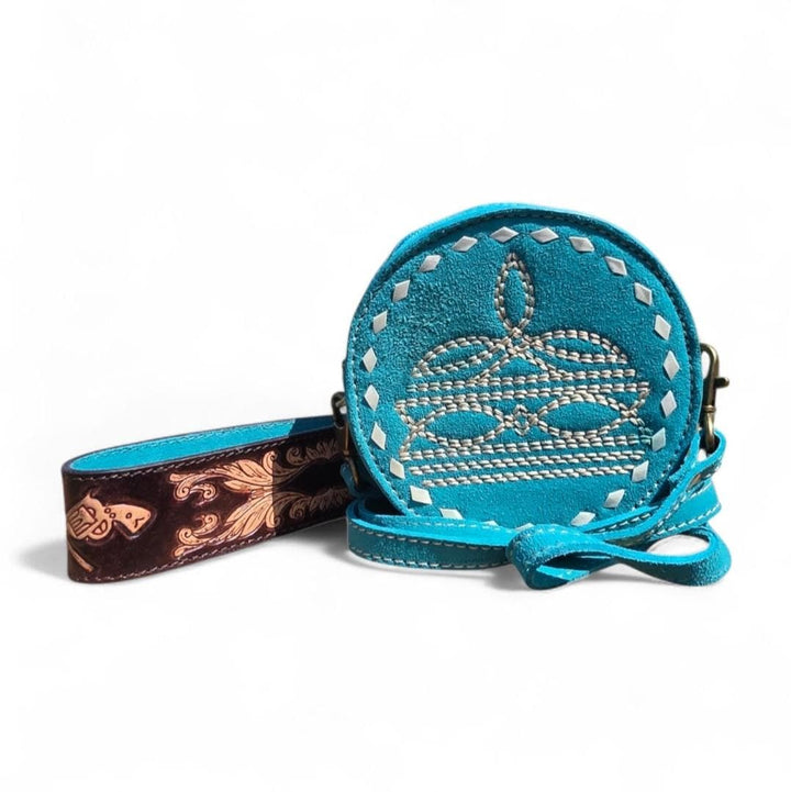 The Mini Ranchlet | Western Tooled Suede Wristlet Crossbody Bag
