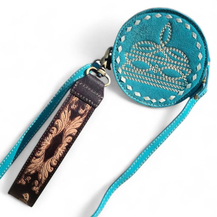 The Mini Ranchlet | Western Tooled Suede Wristlet Crossbody Bag
