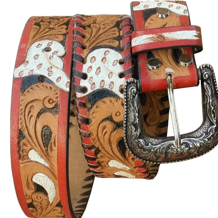 The Desert Flame | Hand-Tooled Western Leather Belt