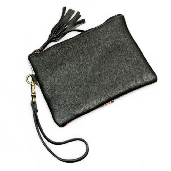 The Western Grace Wristlet & Crossbody | Tooled Leather Cowhide Convertible Bag