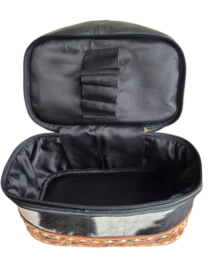 The Frontier Bloom Case | Hand-Tooled Cowhide Leather Makeup & Travel Organizer