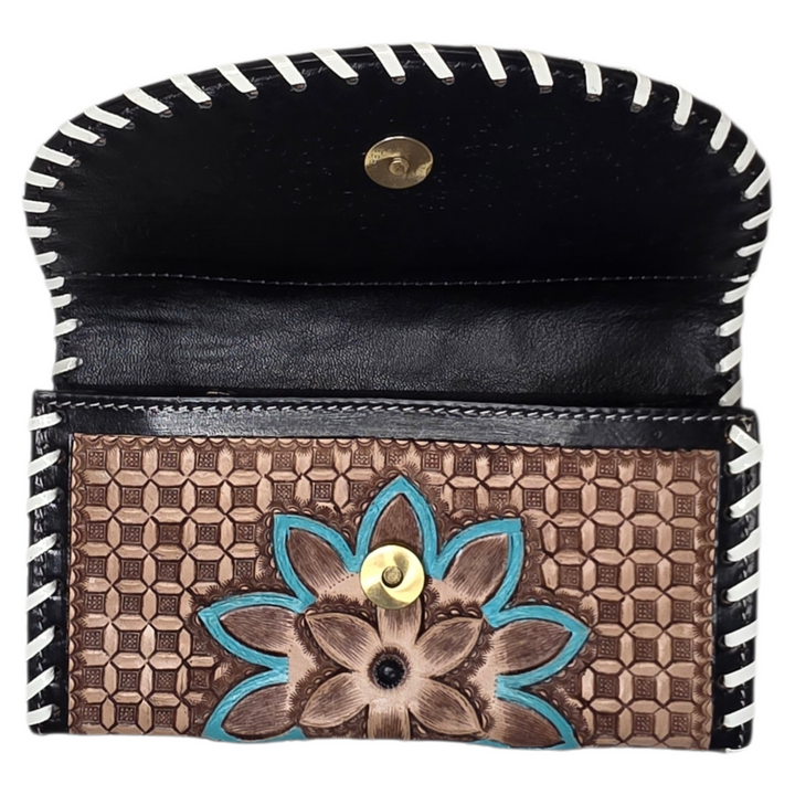 The Blossom | Hand Tooled & Painted Western Leather Clutch