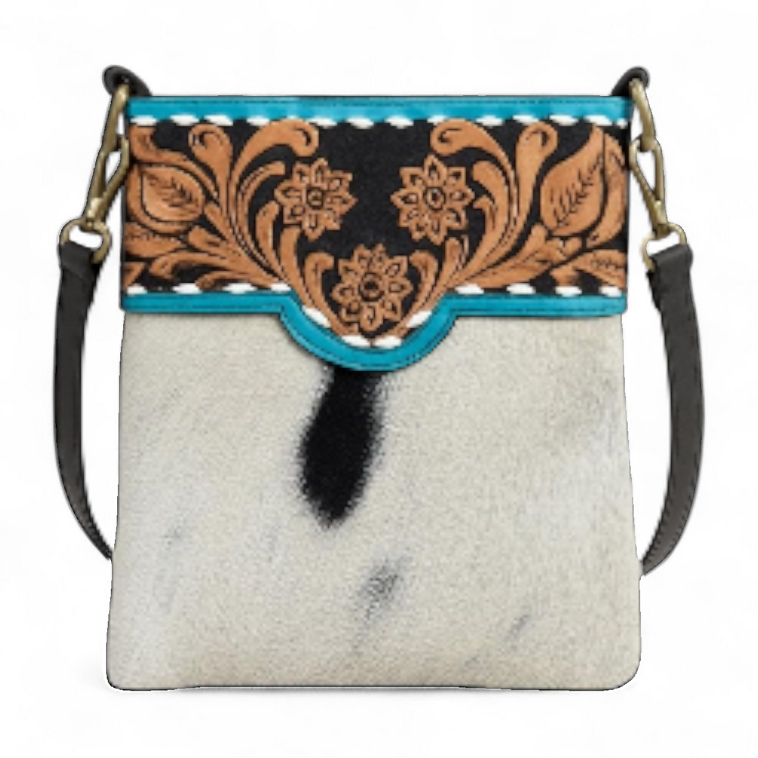 The Western Bloom | Western Tooled Leather Cowhide Crossbody Bag