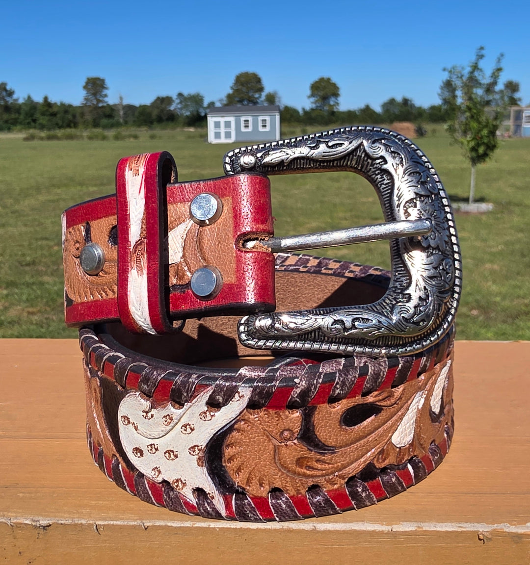 The Desert Flame | Hand-Tooled Western Leather Belt