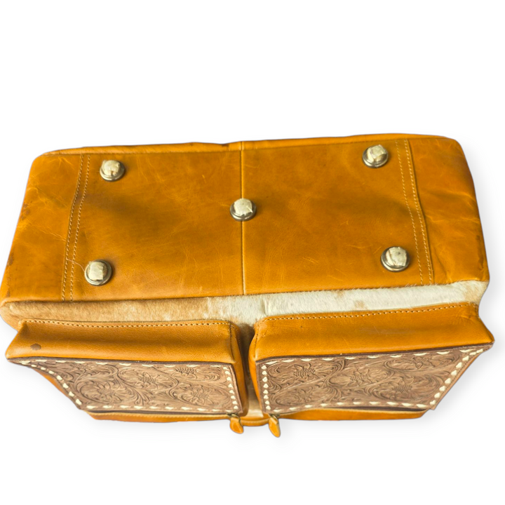 The Mojave Briefcase or Weekender | Cowhide & Hand-Tooled Leather Bag