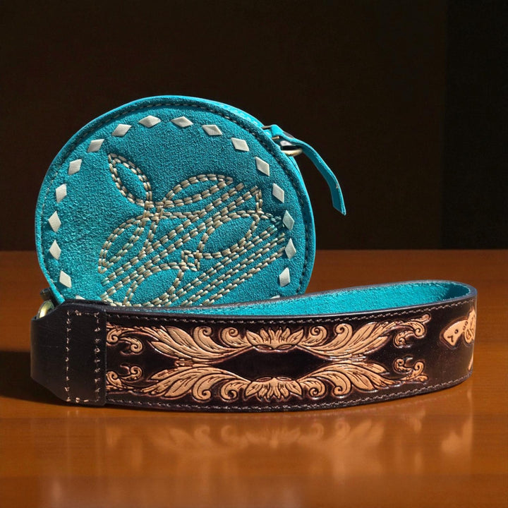 The Mini Ranchlet | Western Tooled Suede Wristlet Crossbody Bag