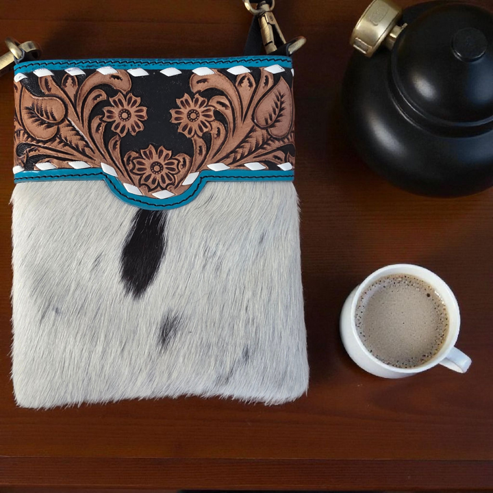 The Western Bloom | Western Tooled Leather Cowhide Crossbody Bag