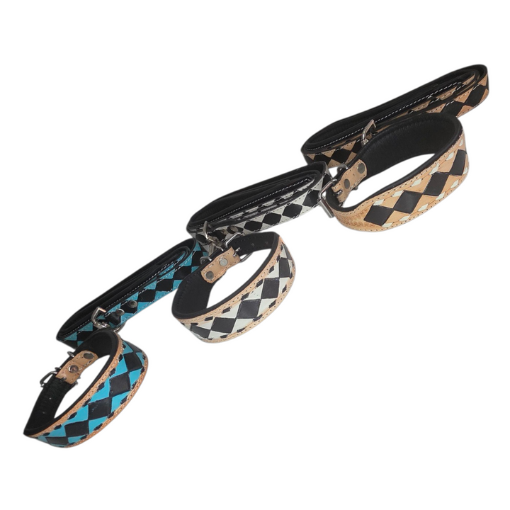 The Diamond | Tooled Leather Dog Collar + Leash Set