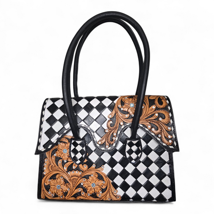 The Noirbloom | Western Hand Tooled Leather Tote Bag
