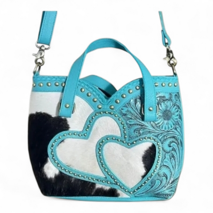 The Wildheart | Western Tooled Leather Cowhide Tote Bag