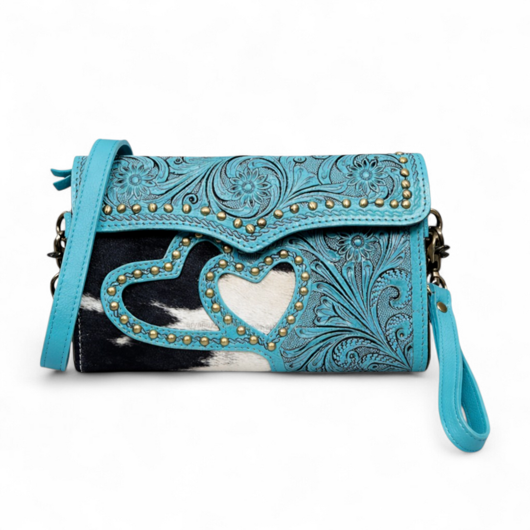The Wildheart | Western Tooled Leather Crossbody Wallet