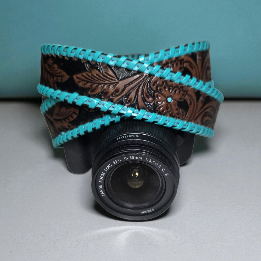 The Nomad Camera Strap | Hand-Tooled Western Leather Photographer Strap