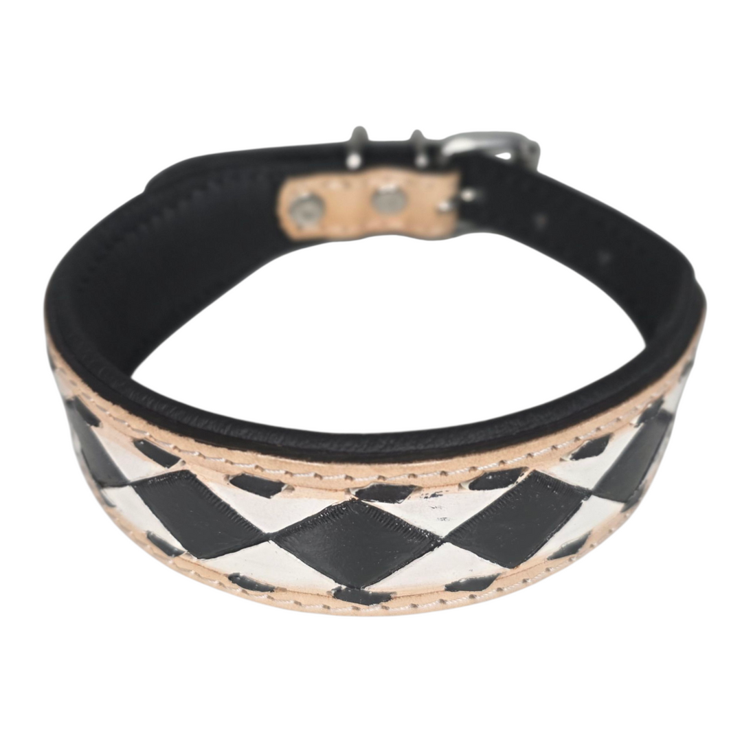 The Diamond | Tooled Leather Dog Collar + Leash Set