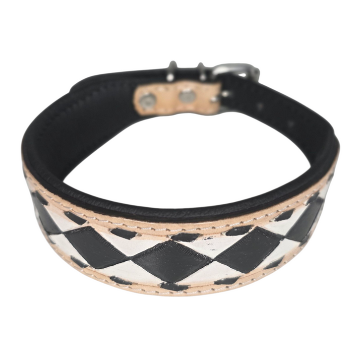 The Diamond | Tooled Leather Dog Collar + Leash Set