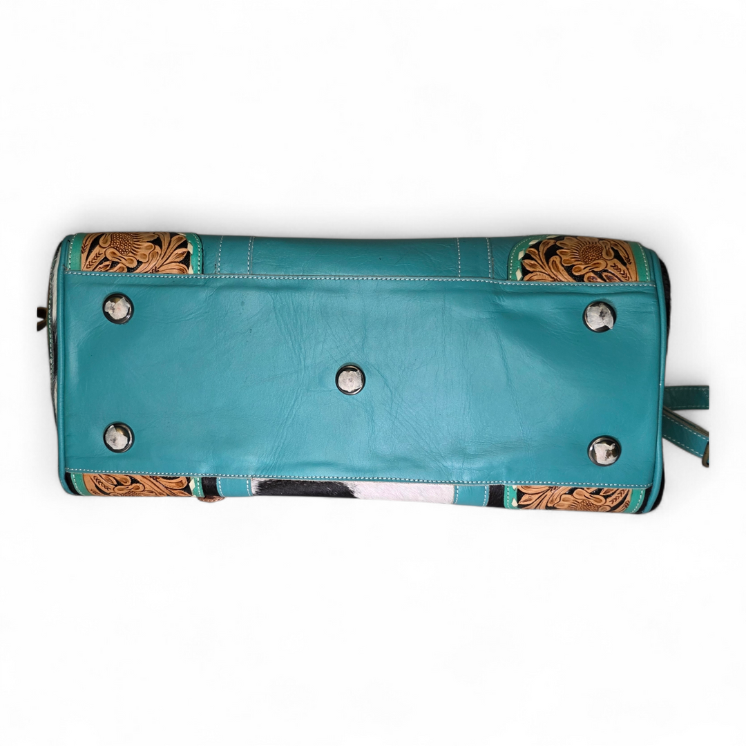 The Dakota | Hand Tooled Leather and Cowhide Large Travel Set