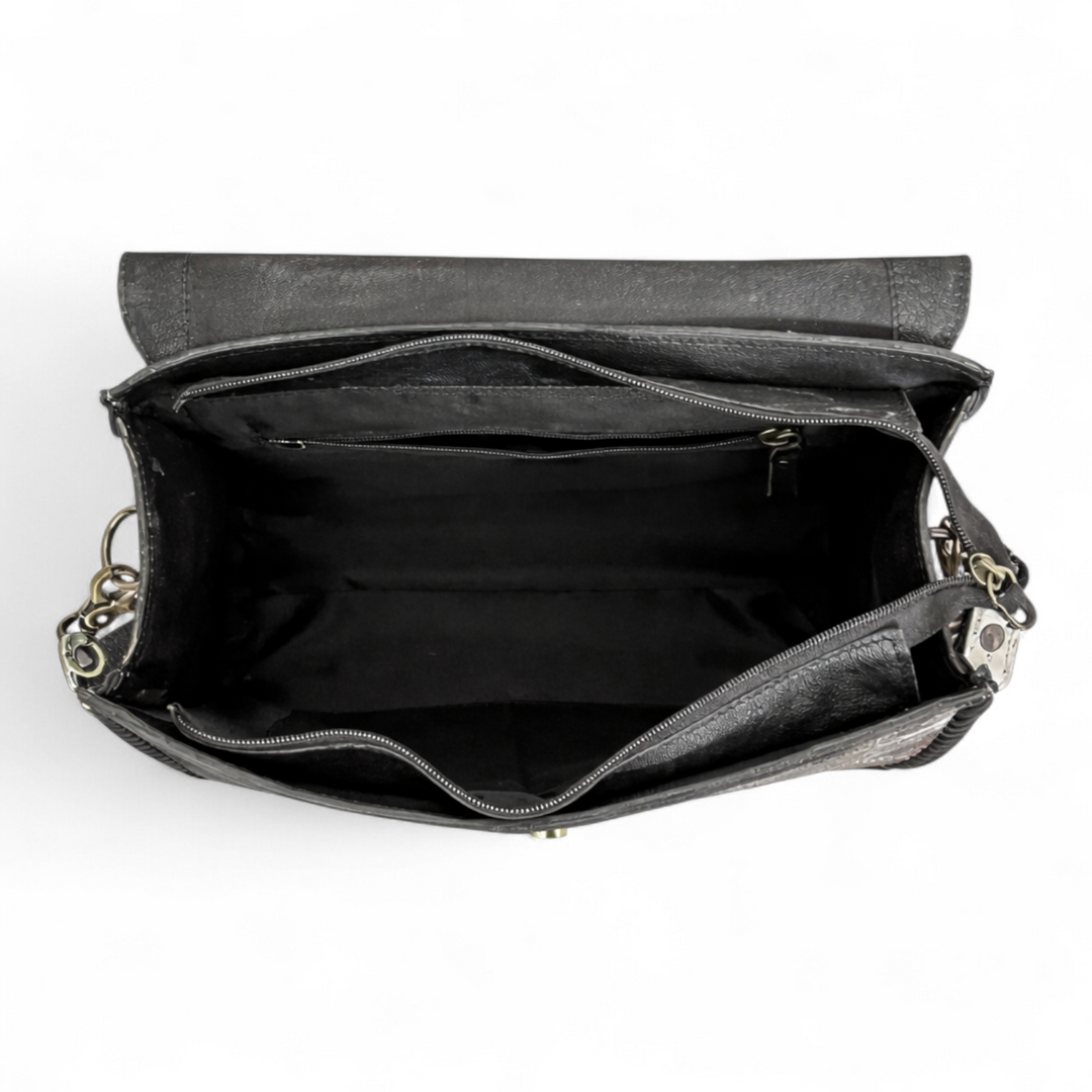 The Noirbloom | Western Hand Tooled Leather Tote Bag