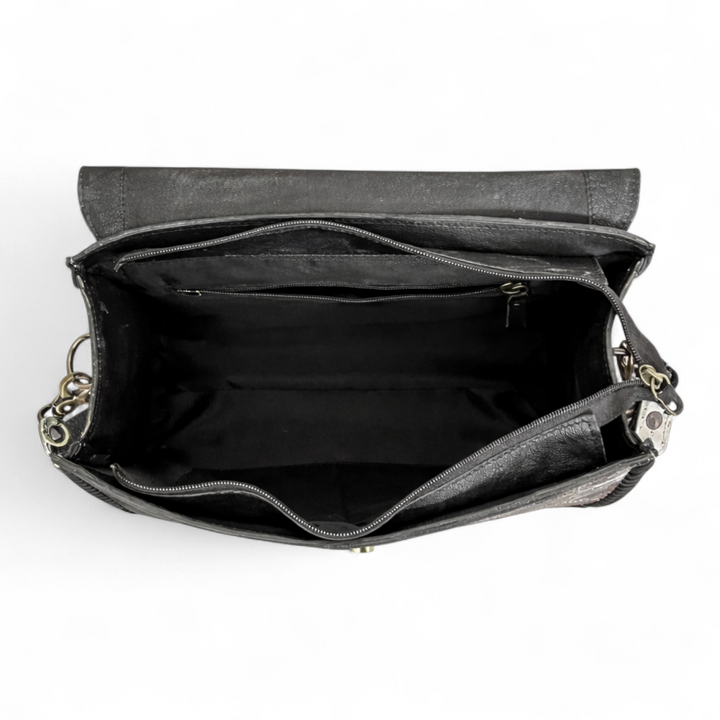 The Noirbloom | Western Hand Tooled Leather Tote Bag