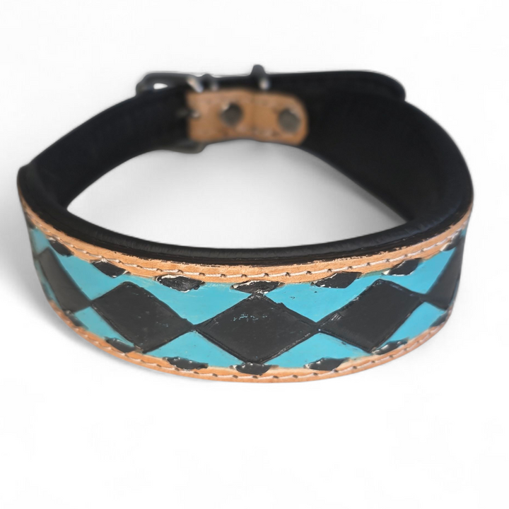 The Diamond | Tooled Leather Dog Collar + Leash Set