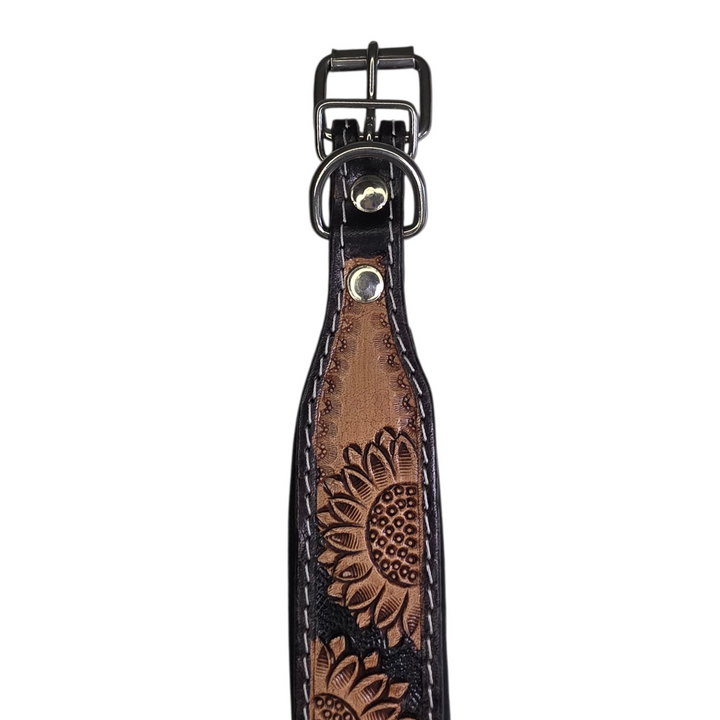 The Midnight Bloom | Western Tooled Leather Dog Collar & Leash Set
