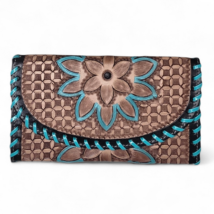 The Blossom | Hand Tooled & Painted Western Leather Clutch