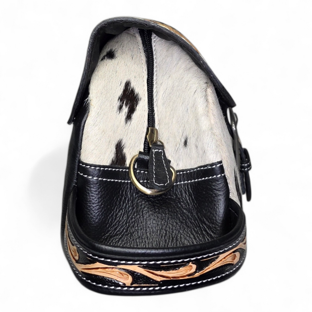 The Dakota | Hand Tooled Leather and Cowhide Large Travel Set