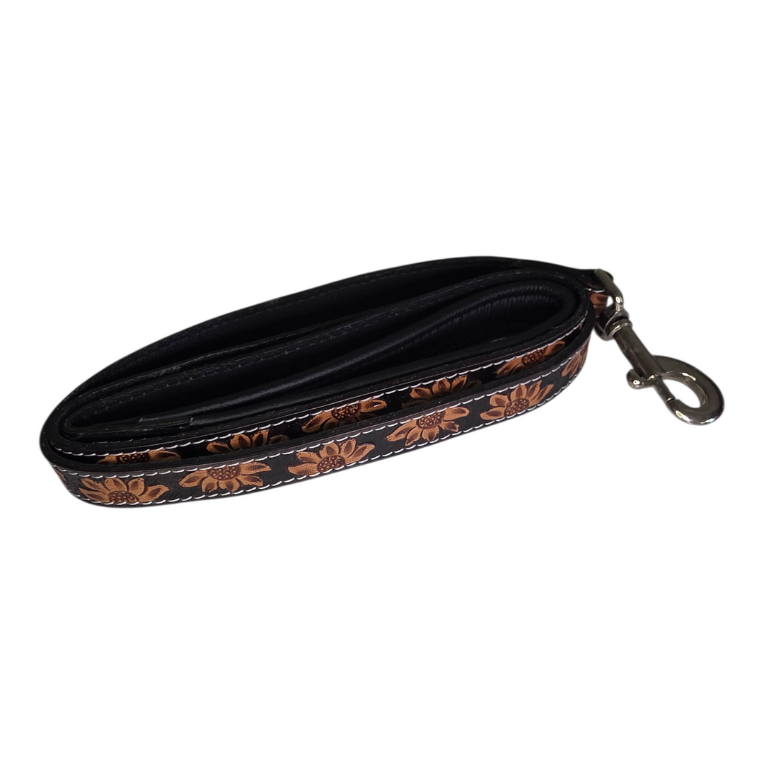 The Midnight Bloom | Western Tooled Leather Dog Collar & Leash Set