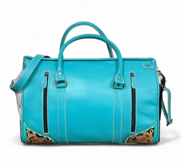 The Dakota | Hand Tooled Leather and Cowhide Large Travel Set