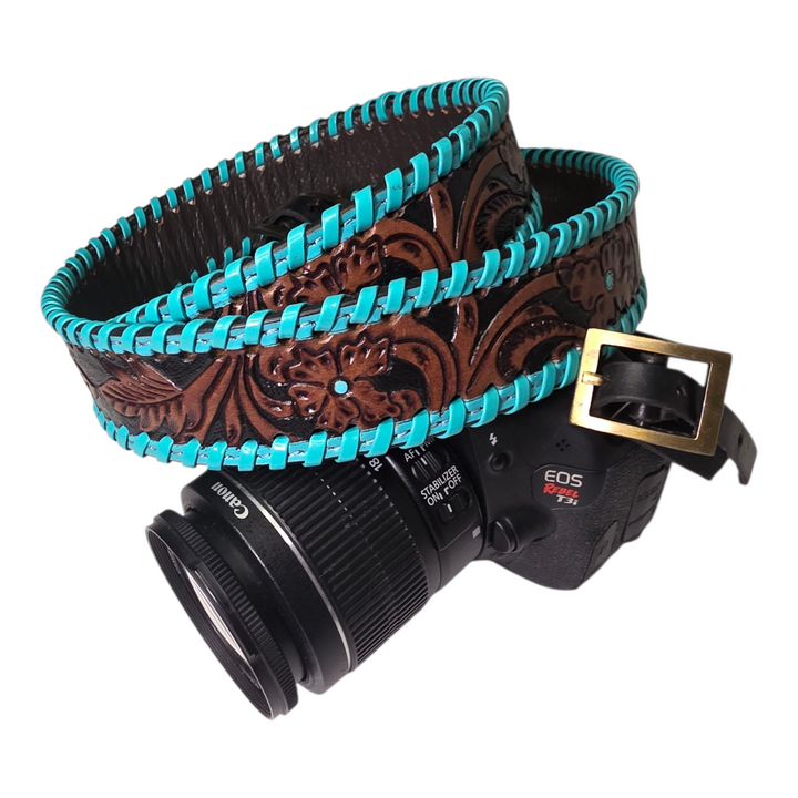 The Nomad Camera Strap | Hand-Tooled Western Leather Photographer Strap