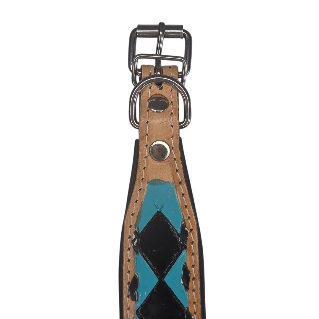 The Diamond | Tooled Leather Dog Collar + Leash Set
