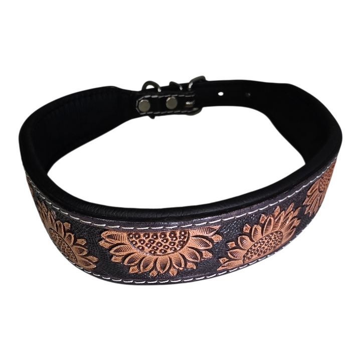 The Midnight Bloom | Western Tooled Leather Dog Collar & Leash Set
