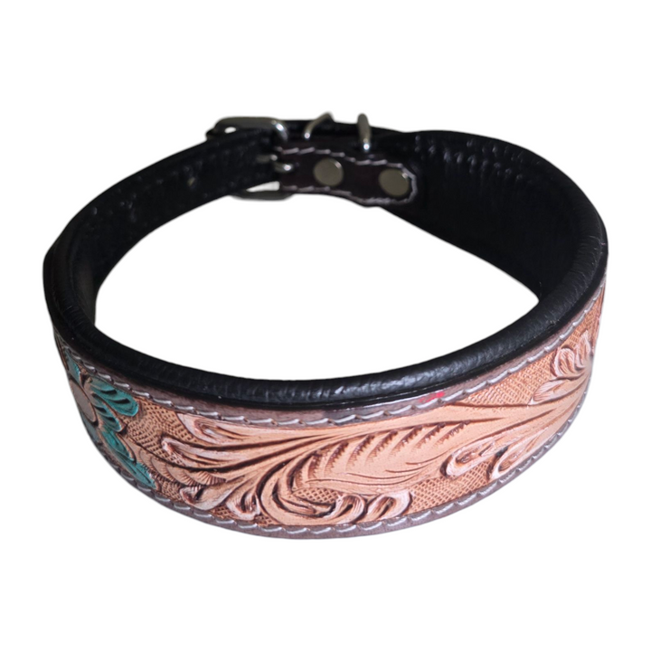 The Painted Mesa | Western Tooled Leather Dog Collar & Leash Set