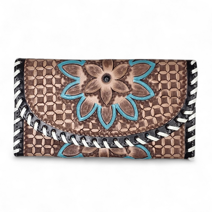 The Blossom | Hand Tooled & Painted Western Leather Clutch