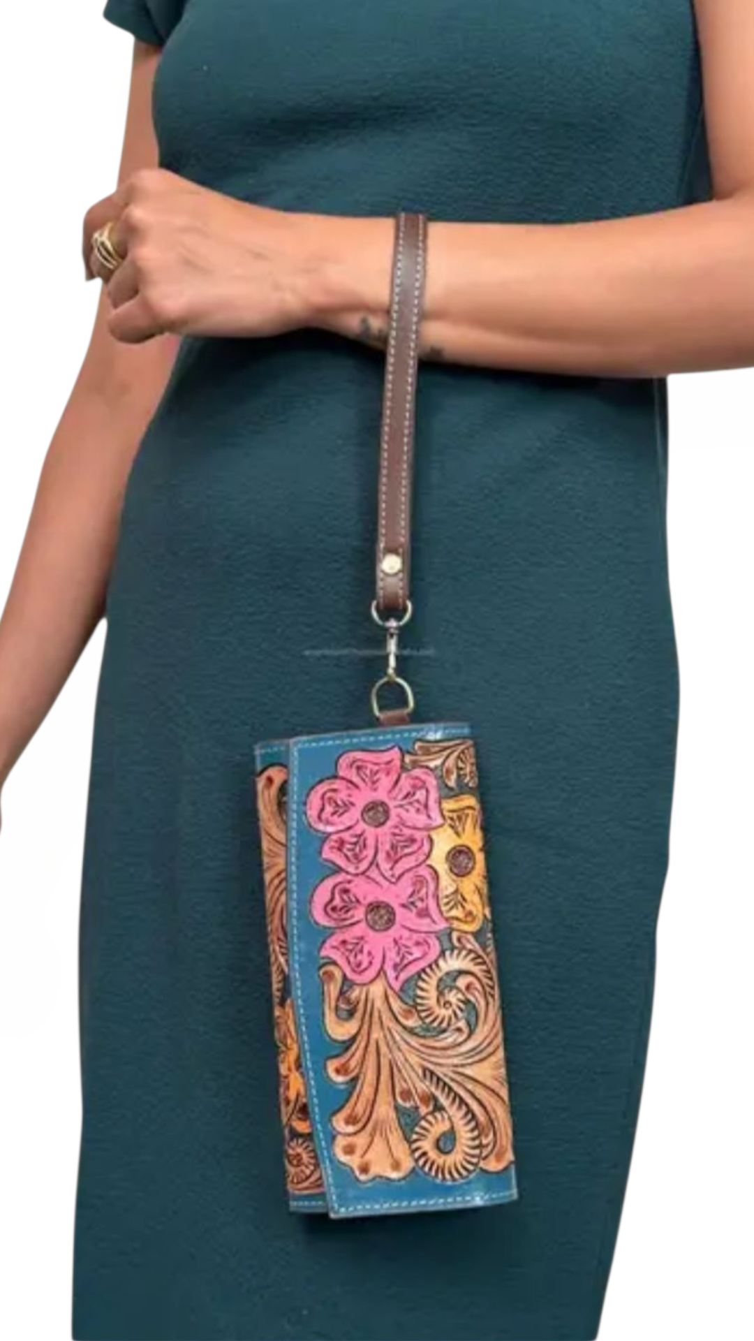 The Tessa | Western Hand Tooled Leather Wristlet Wallet