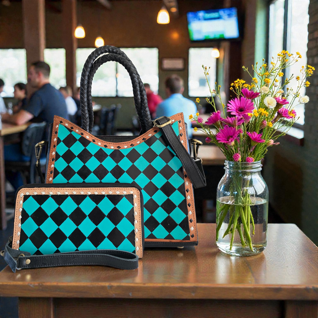 The Alyssa Tote & Wallet Set | Hand-Tooled Western Leather Boutique Bundle