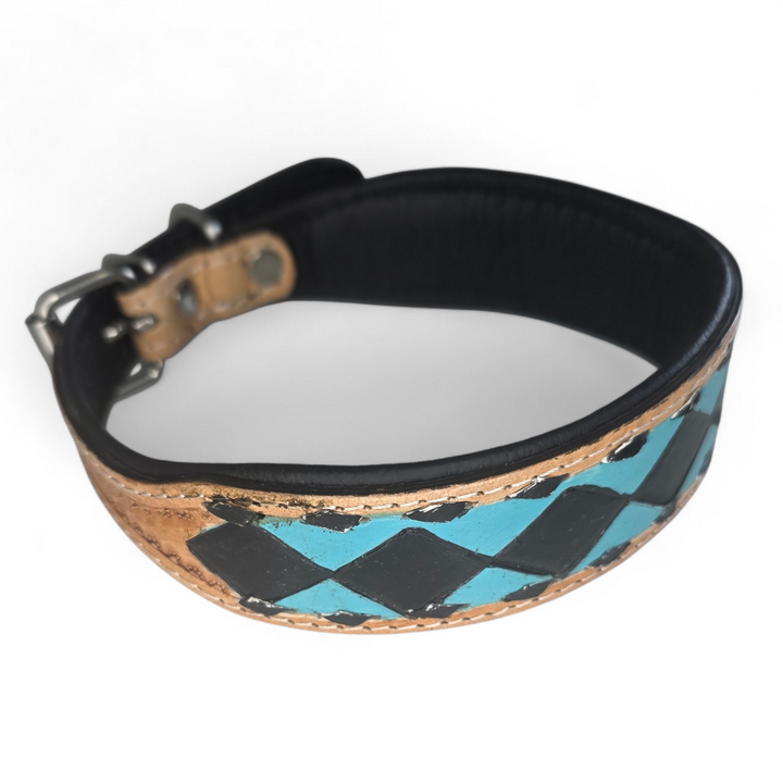 The Diamond | Tooled Leather Dog Collar + Leash Set