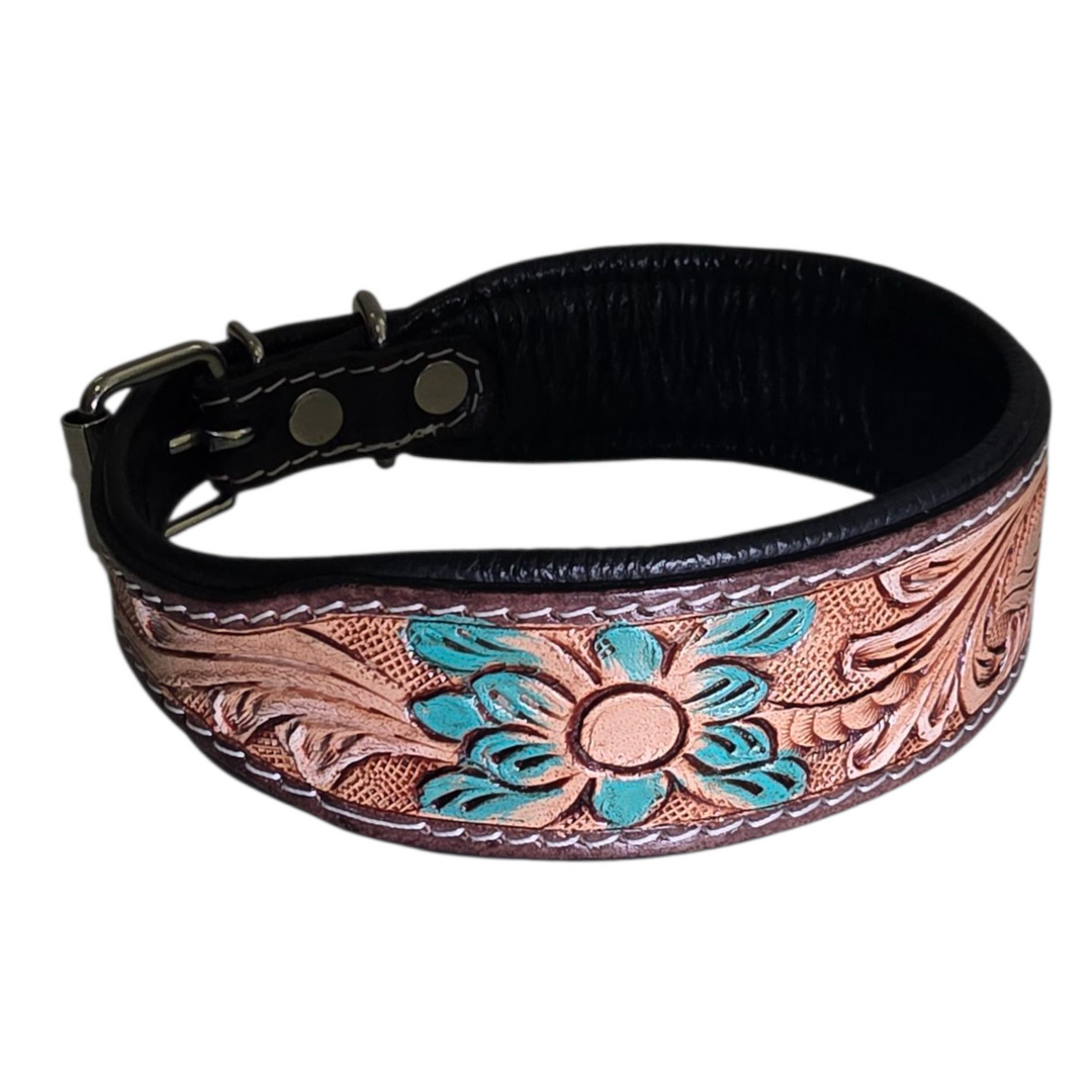 The Painted Mesa | Western Tooled Leather Dog Collar & Leash Set