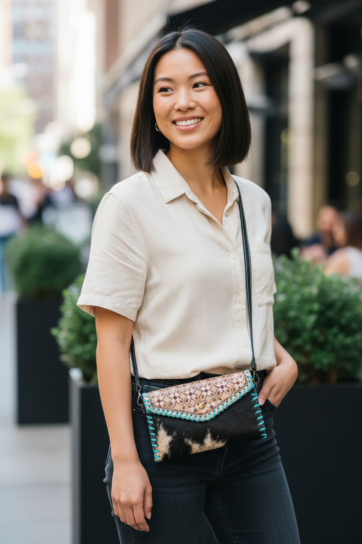 The Prairie | Western Leather Cowhide Crossbody Wallet