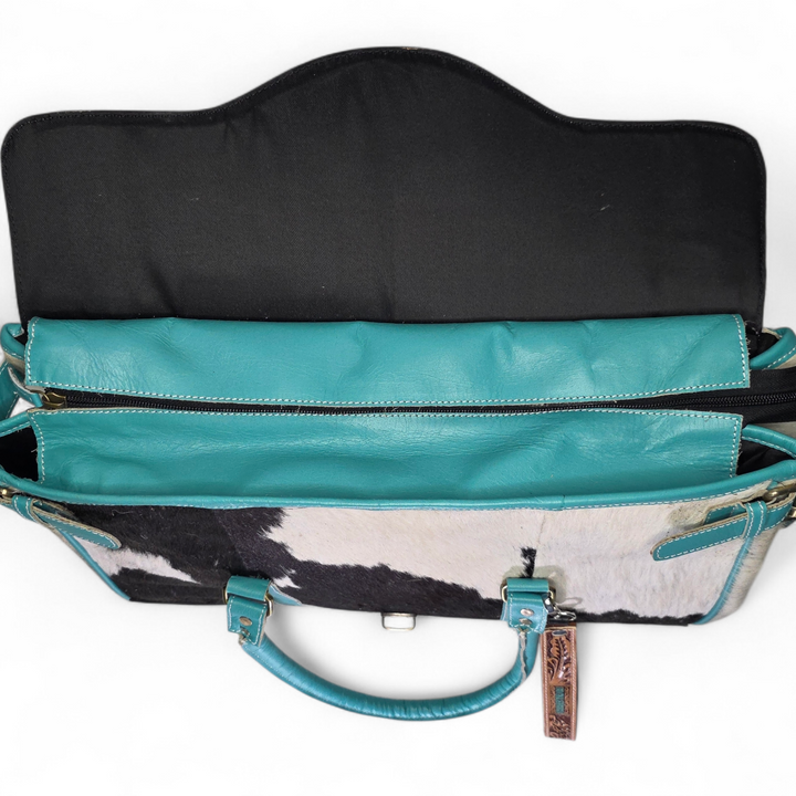 The Dakota | Hand Tooled Leather and Cowhide Large Travel Set