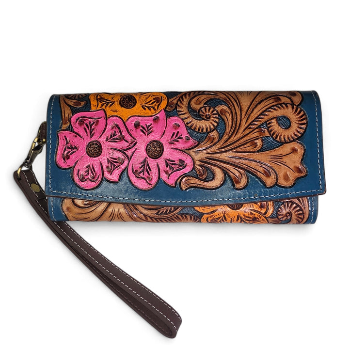 The Tessa | Western Hand Tooled Leather Wristlet Wallet